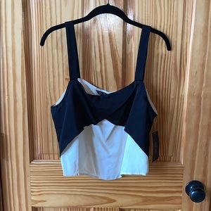 NWT Zara basic XLG crop top black and cream